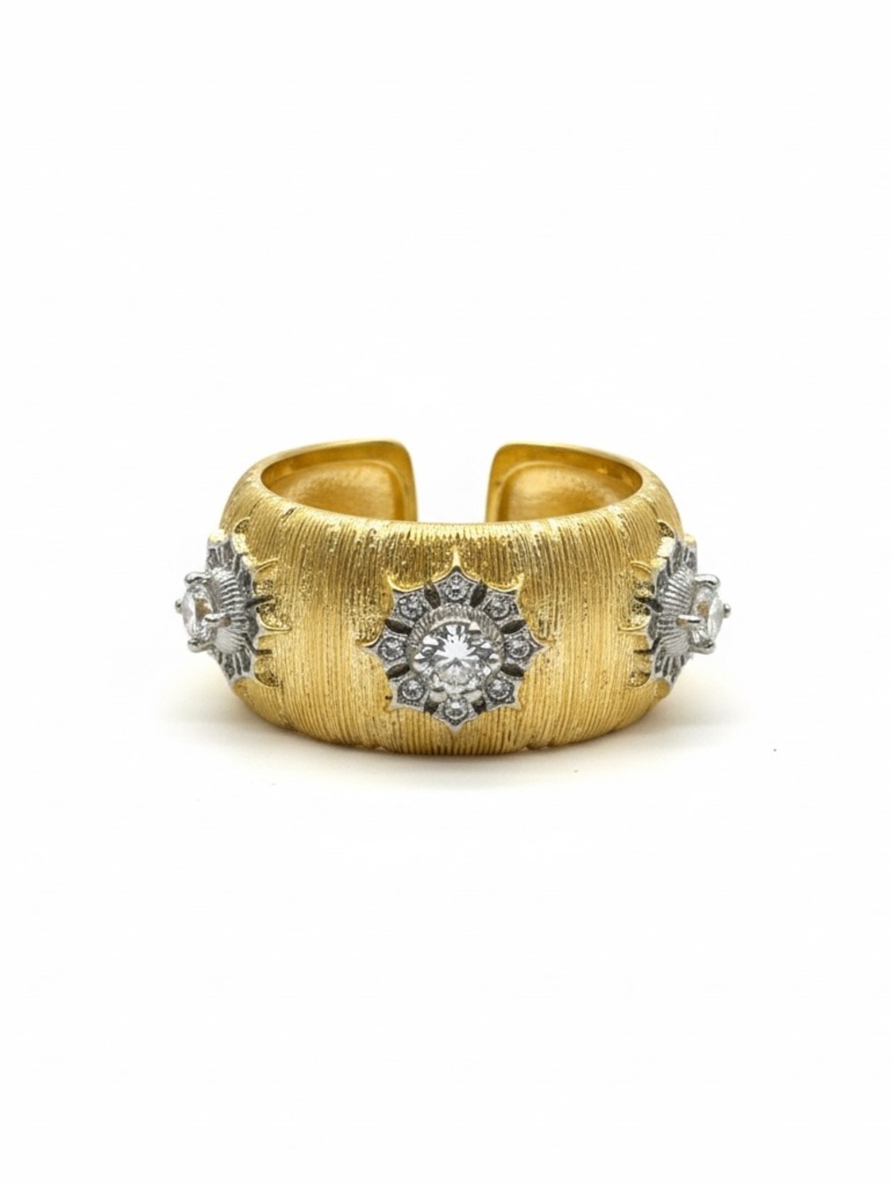 TWO TONE CZ VINTAGE STYLE ADJUSTABLE RING